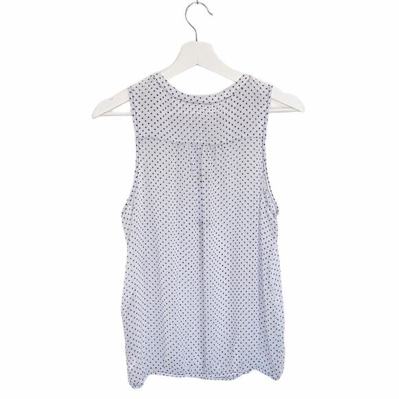 Bisou Bisou Shirt Womens Size M Polka Dot Black/White Sleeveless Elastic Hem - Picture 2 of 11